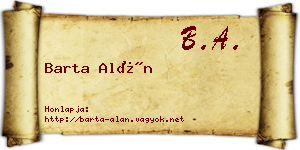 Barta Alán névjegykártya