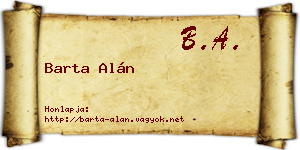 Barta Alán névjegykártya